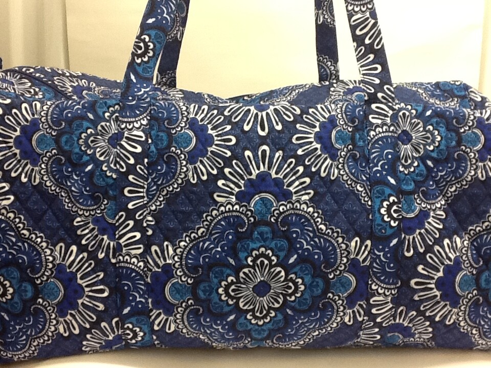 NEW! Vera Bradley XL Traveler Duffel Bag Blue Tapestry Double