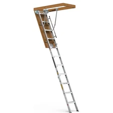 7'8"-10'3" Ceiling Height Aluminum Attic Ladder Folding Retractable Loft Stairs
