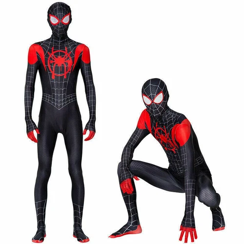 Miles Morales Spiderman Jumpsuit Kids/Adult Costume Cosplay Mask+Bodysuit110-190 - Picture 4 of 13