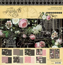 Graphic45 ELEGANCE COLLECTION PACK scrapbooking 16 PAPERS + STICKERS