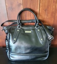 Rare Discontinued Lily Jade Anna Diaper Bag Black Vegan Leather Purple Lining  