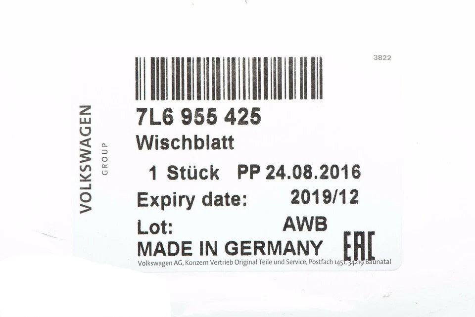 Limpiaparabrisas trasero VW Volkswagen Touareg 2004-2010 7L6955425 OEM GENUINO NUEVO Foto 3 de 4