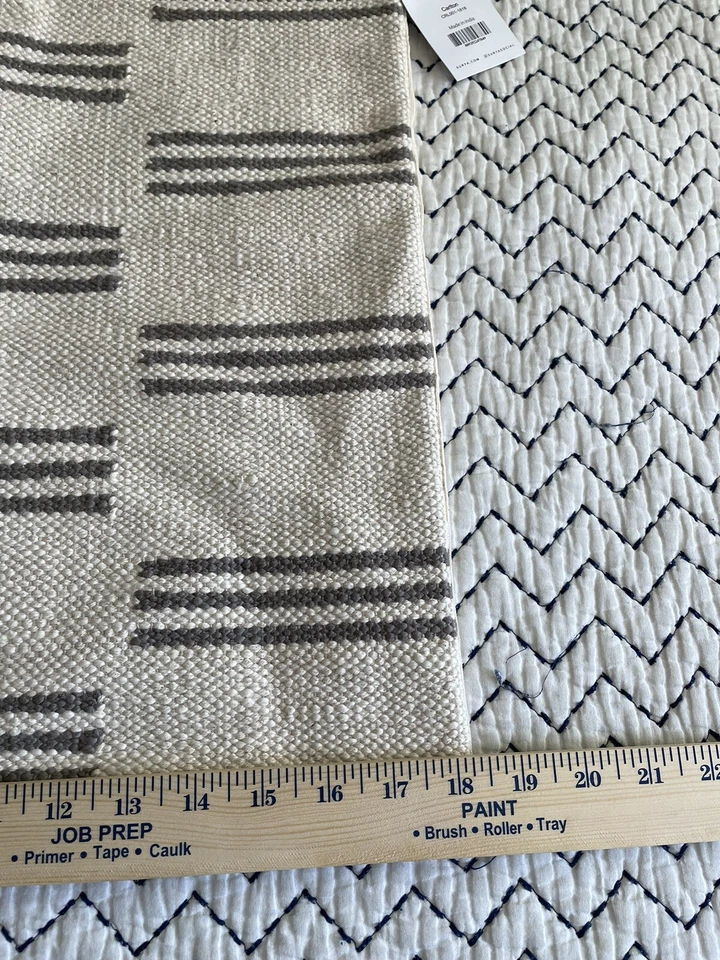 Surya Carlton  Accent Pillow Cover 18 x 18 Textured Cream W Grey Stripes Boho - Image 2 of 4