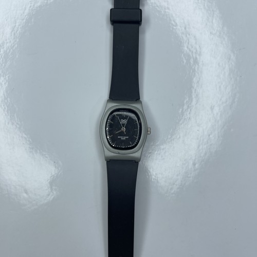 E Q&Q WR Silver Black Silicone Sport Ladies 5BAR VA57 Retro Stainless Untested