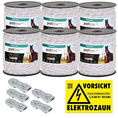 1200m Kunststoffseil 6mm Seilverbinder Weidezaunseil Weidezaun Litze Kordel