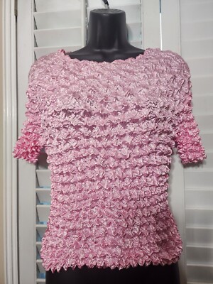 Pineapple Apparel Womens Crinkle Top Pink One SIZE FITS ALL STRETCHES TO XL