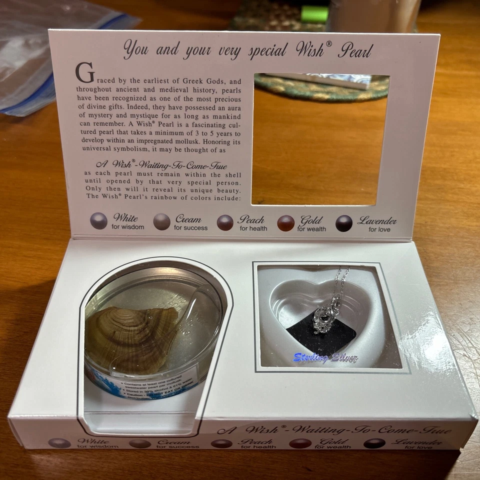 COLLAR COLGANTE DE PERLAS DE DESEO DE PLATA ESTERLINA *NUEVO* Foto 2 de 4