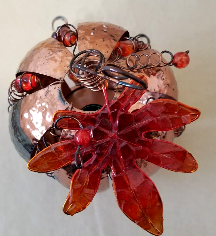 Copper Metal Pumpkin Fall Autumn Thanksgiving Halloween Decor Table