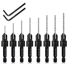 8 Pack Woodworking Countersink Drill Bits Set 3In1, Heavy Duty M2 Pilot Drill