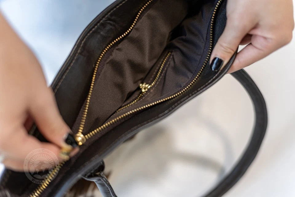 Bolso de Mano Piel de Vaca - Tricolor - Bolso de Cuero de Vaca Foto 2 de 4