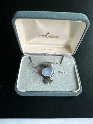 Vintage Sterling Silver Moonstone Pendant Necklace