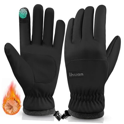 Waterproof Windproof Winter Gloves for Men Women - Warm Thermal Cold Weather Large Black Gloves-image