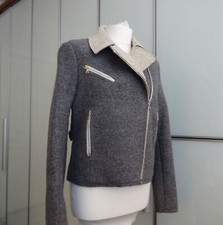 Vanessa Bruno Grey Jacket Wool Flannel Lace Up Back 100% Designer Fr40 Uk12 Bnwt