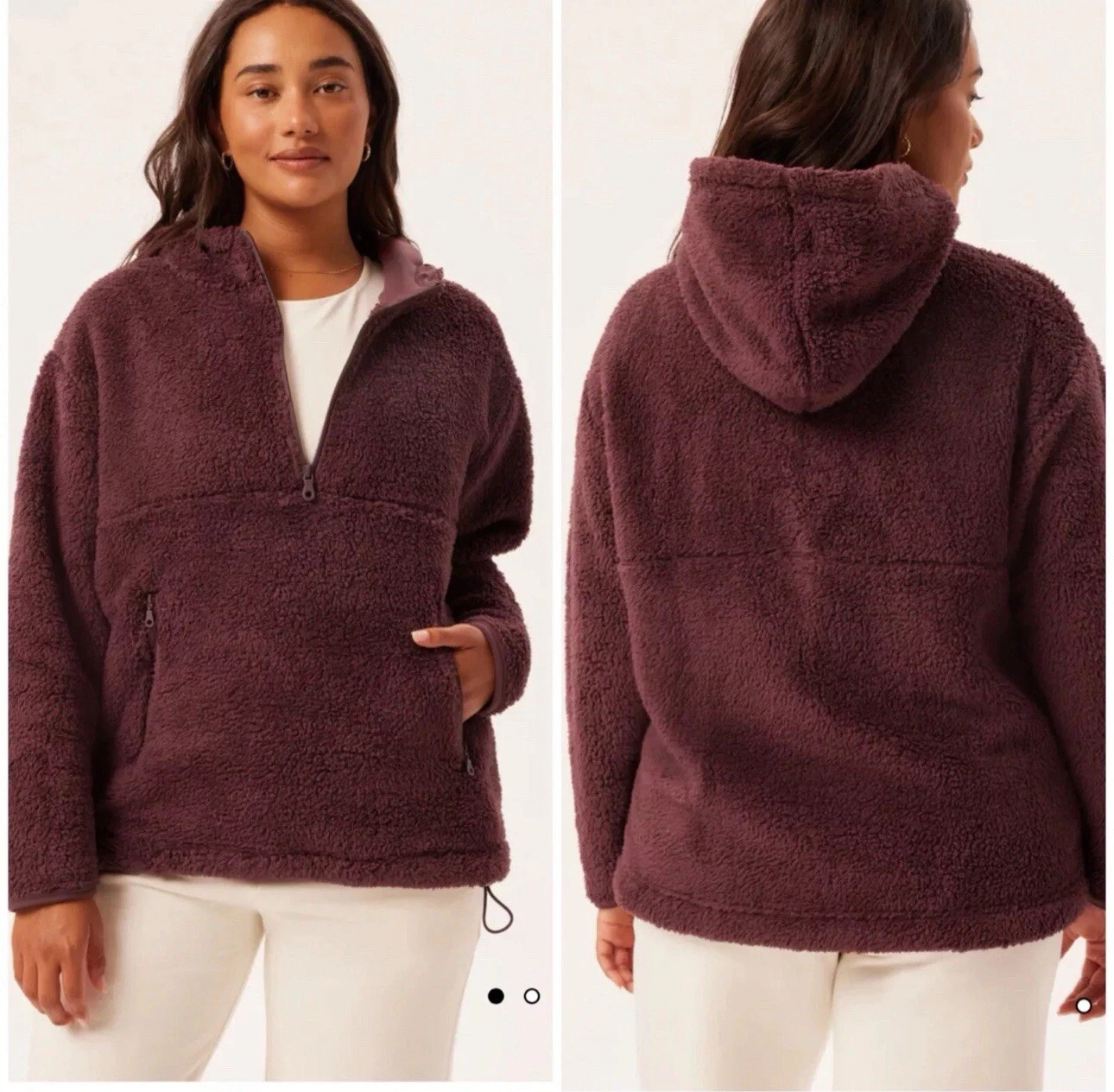 girlfriend-collective recycled half-zip fleece sherpa hoodie jacket
