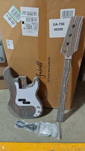 DIY electric p bass guitar kits zebrawood body and neck hardware within 299