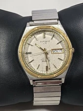 Vintage Lucien Piccard Du Fonte LP Silver Tone Stainless Stretch Band Watch 