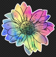 3" Rainbow Flower Sticker Tie Dye Hippie Groovy Colorful Trippy Hippy Spring