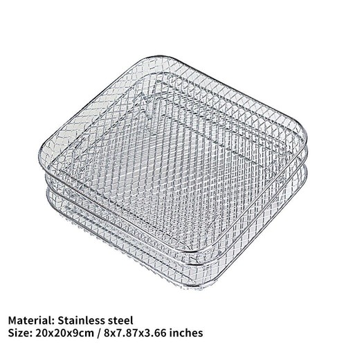 3x Stainless Steel Stackable Square Rack Air Fryer Rack for 9-11" Air Fryer - Picture 4 of 10