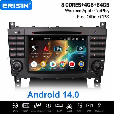64GB Android 16 DAB+ Autoradio NAVI CarPlay CD Mercedes BENZ C/G/CLC Klasse W203