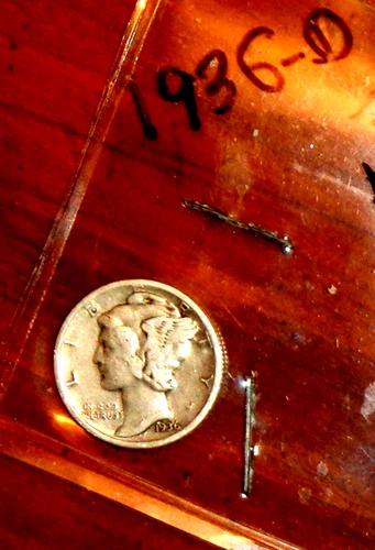 1936-D  SILVER MERCURY DIME - GRADES "VERY FINE"