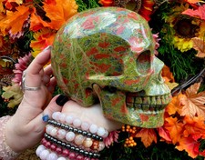 Unakite Crystal Skull ~ 8 Lb. 2 oz. ~ 6" Long ~ Colorful Green Epidote, Pink Or