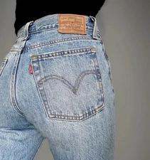 Levis Wedgie Jeans Size 25 Distressed Ripped Buttonfly Skinny High Rise Womens