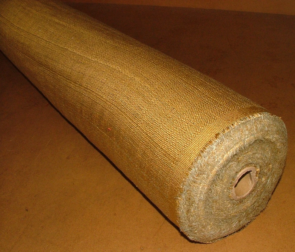 Cojín de tapicería de tela texturizada tejido rafia dorado rollo de 17 metros Foto 3 de 4