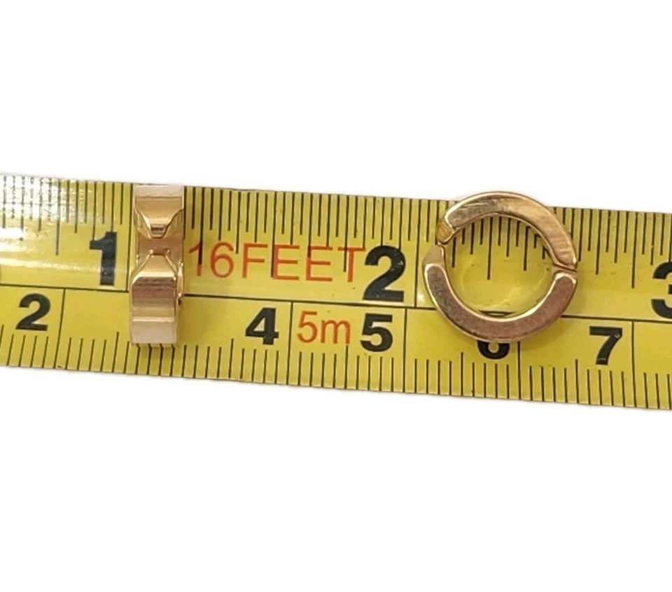 Men's or Womens Gold Titanium Non-Pierced Clip On Thick Small Hoop Pair Earrings - Image 3 of 3