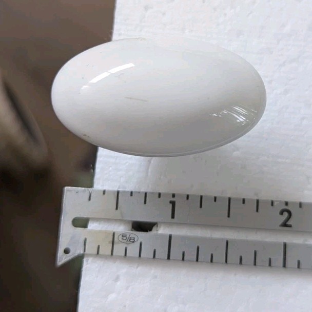 Oval White Porcelain Cabinet Drawer Pull Knob , 1.75 Inches Wide