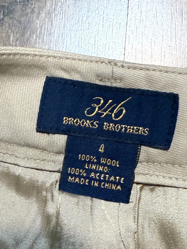 Pantalones Brooks Brothers, para mujer talla 4, tostados, 346 plisados, pantalones de vestir, 100 % lana Foto 4 de 4
