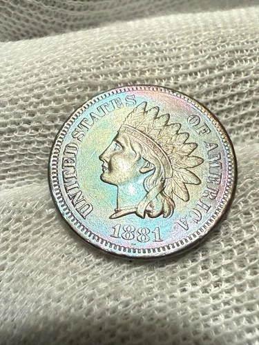 1881 Indian Cent, Gem AU+ Sharp Strike! High Grade Toned WOW