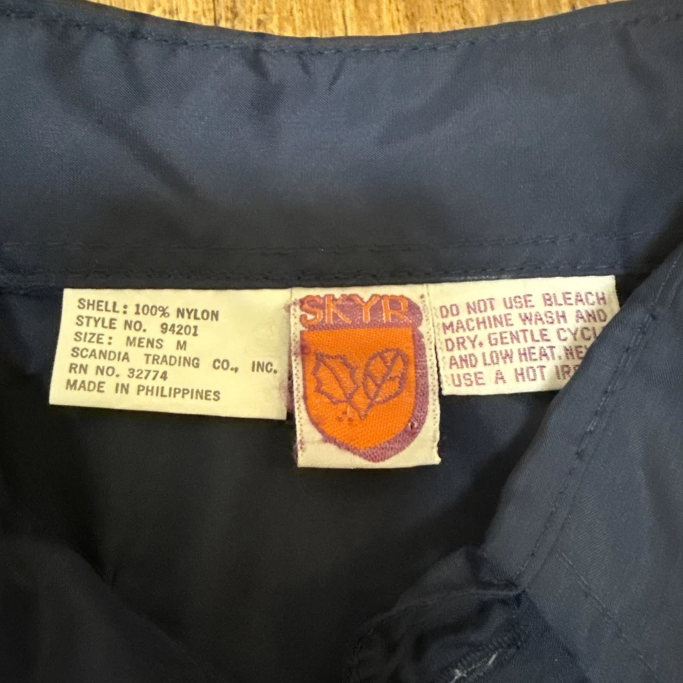 VTG Skyr Blue Shirt Button Up Men’s Medium 60s 70s 100% Nylon - Image 3 of 4