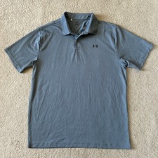 Men s Under Armour Polo Shirt Size L Gray Short Sleeve Golf
