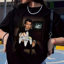 Camisa GoldenEye N64 Pierce Brosnan, Camiseta Retro James Bond 007 Nintendo 64 Gaming