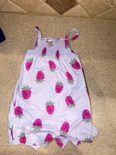 Carter's Strawberry Print Cotton Romper 24m Pink Green White One-Piece