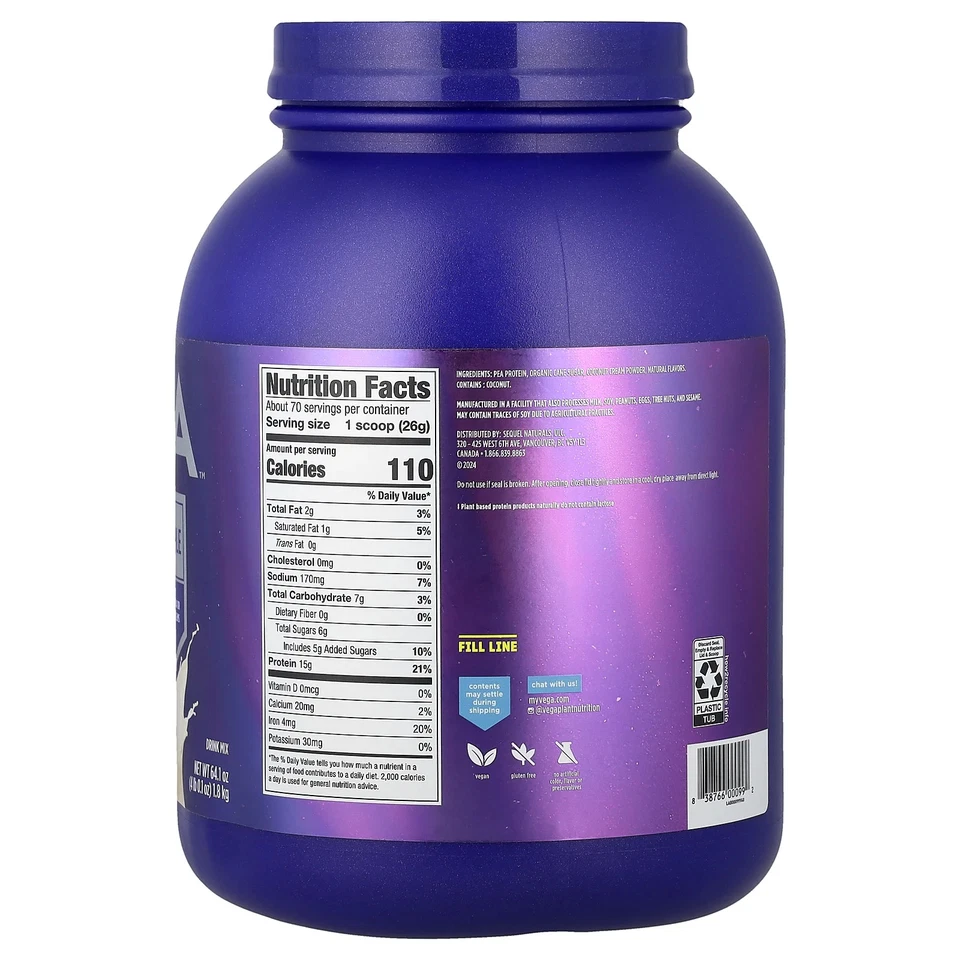 Proteína a base de plantas, vainilla cremosa, 4 lb 0,1 oz (1,8 kg) Foto 2 de 2