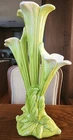 Vintage ROYAL HAEGER POTTERY 16.5" CHARTREUSE Green Triple Fluted Lily Vase R452