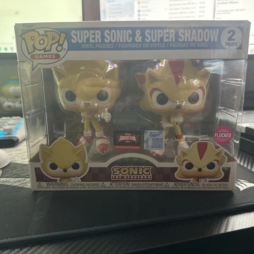 Funko Pop! Super Sonic & Super Shadow 2 Pack Flocked – Target Con
