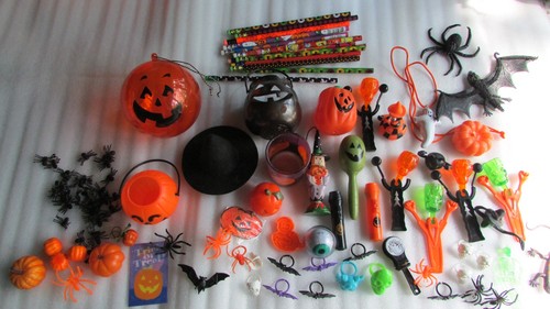 large Bundle Lot Vintage Halloween Decor Candle Holder Noise makers toys blow