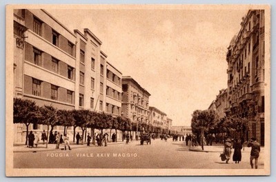 Antique Italy Postcard FOGGIA Viale Xxiv Maggio Street View 1930s