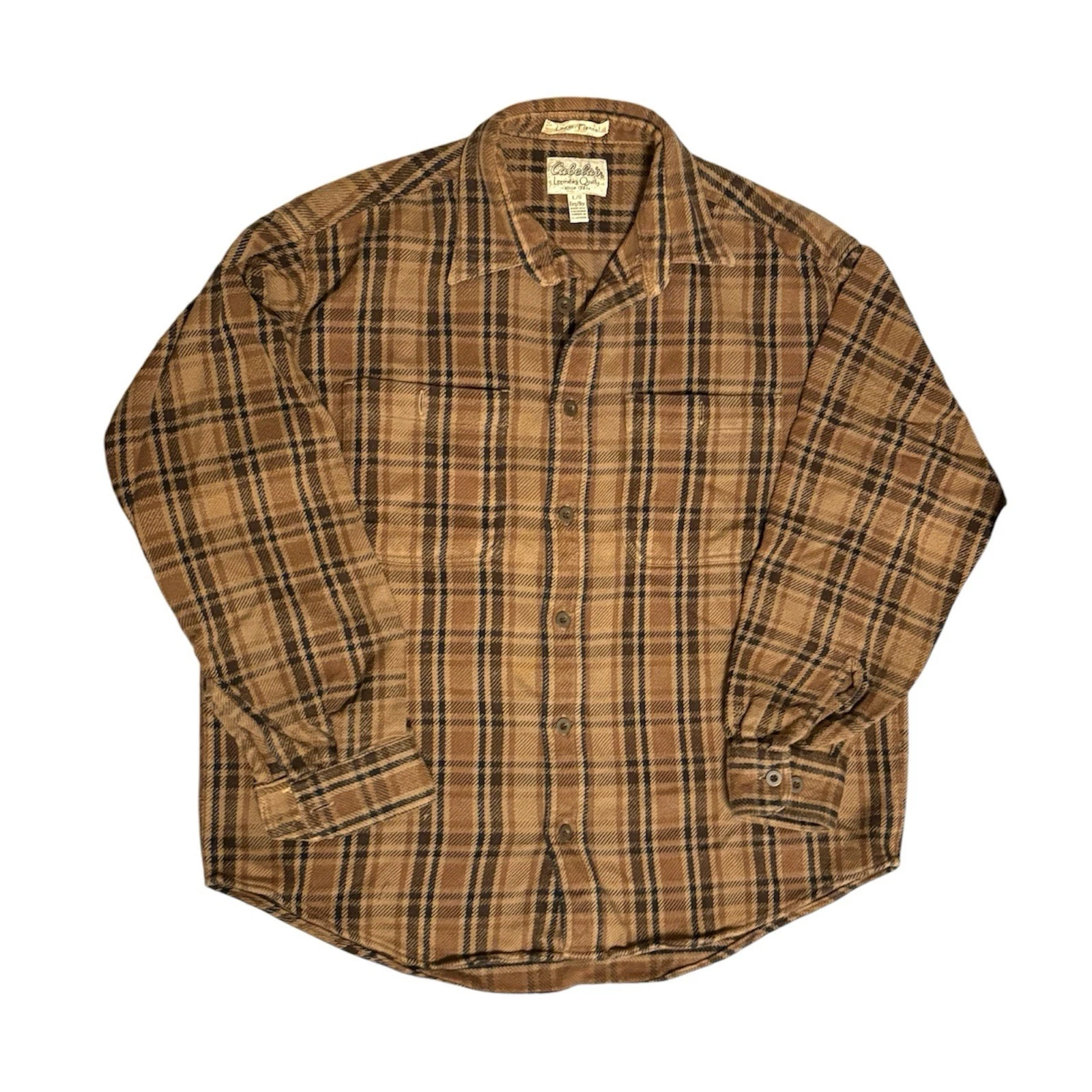 Vintage Cabela’s Men’s Flannel Plaid Button Up Work Shirt With Chest Pockets