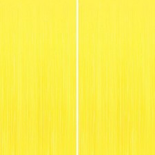 2 Pack Yellow Foil Fringe Curtains, 3.3ft x 6.6ft Streamer Foil Curtain, Tins...