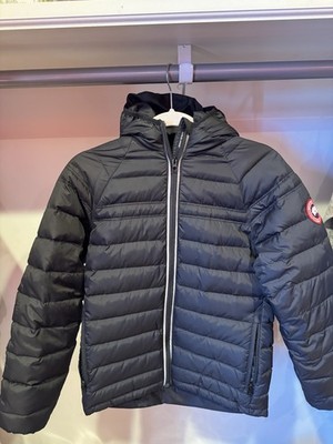 Canada Goose Men s Hooded Puffer Jacket Zip Logo Black Size(L)