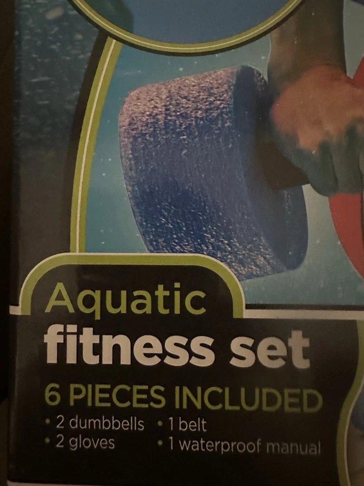 Aqua 6-Piece Fitness Set: Aquatic Swim Belt, Resistance Gloves & Dumbbells: NIB - Image 3 of 4