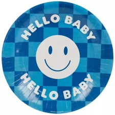 Hello Baby Shower Disposable Tableware Paper Plates and Napkins