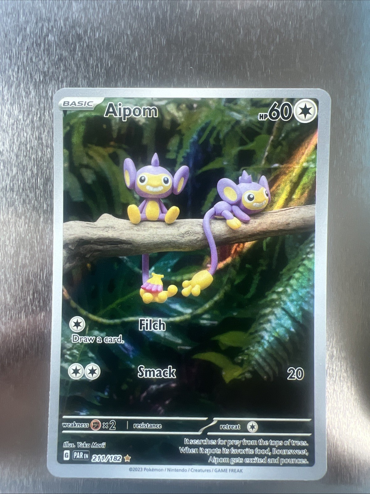 Pokémon TCG Aipom Paradox Rift 211/182 Holo Illustration Rare Card NM Condition