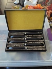 Vintage West Bend Stainless Steak Knives Set of 4 – Black Handles w/ Box USA