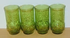 Set of 4 Vintage Anchor Hocking Avocado Heritage Hill 16oz Drinking Glasses