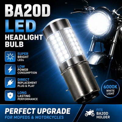 12V BA20D H6 LED Scheinwerfer Birne weiß 1086LM 66 SMD Motorrad Roller Moped