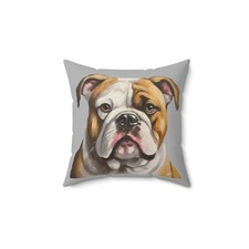 American Bulldog Spun Polyester Square Throw Pillow
